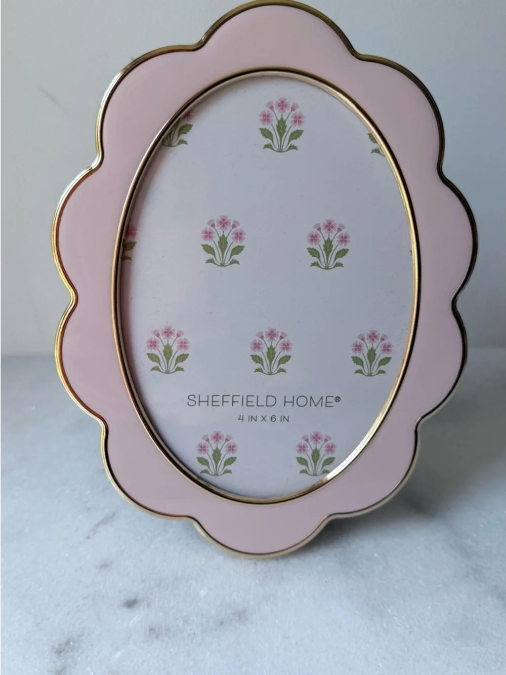 Sheffield Home Pink Scalloped Oval Frame with Gold Trim